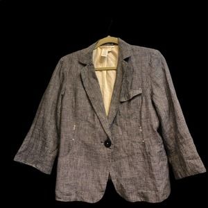 Max Studio Authentic Linen Blazer Jacket Silver